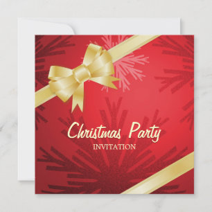 Jul Red Golden Bow-inbjudan Inbjudningar