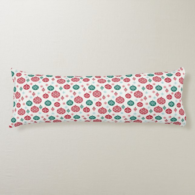 Jul Red Grönt Klockor Baubles Snowflake Kroppskudde (Framsidan)