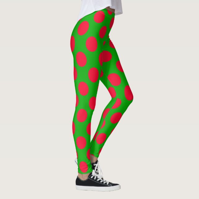 Jul Red Grönt Polka Dot Leggings (Höger)