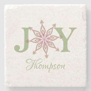 Jul Red Grönt Snowflake Whimsical Joy Stenunderlägg
