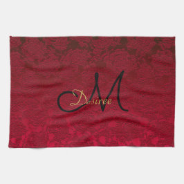 Jul Red Guld Black Winter Monogram Kökshandduk