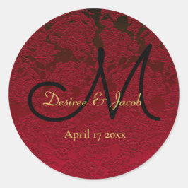 Jul Red Guld Black Winter Wedand Monogram Runt Klistermärke