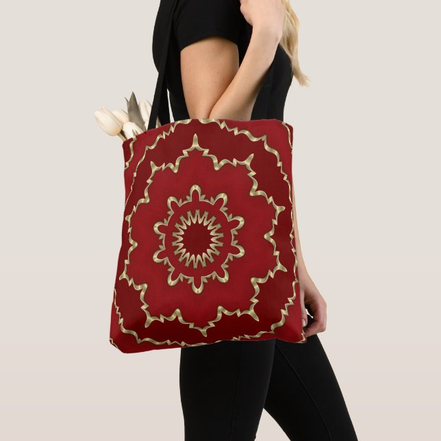 Jul Red Guld Decorative Helgdag Tote Bag Tygkasse (Närbild)