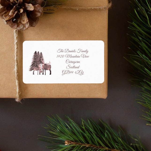 Jul Red Hjort Adressetikett (Skapare uppladdad)
