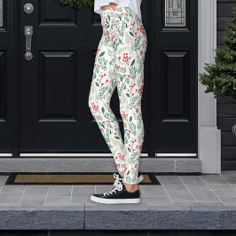 Jul Red Holly Berries Leggings