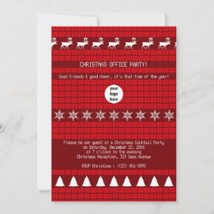 Jul Red Knzed Sweater Julafton Office Party Inbjudningar