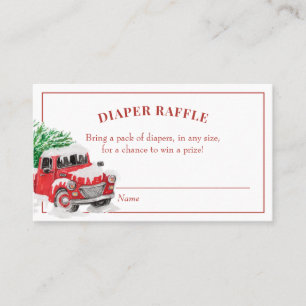 Jul Red Lastbil Baby Shower Raffle Visitkort