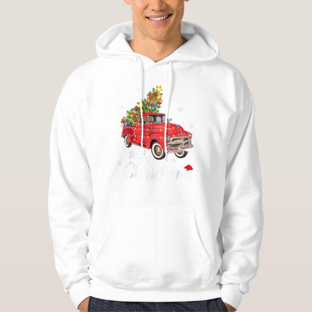 Jul Red Lastbil Julafton Träd Vintage G Hoodie (Framsida)