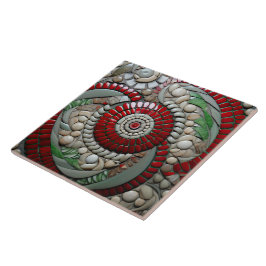 Jul Red Marble Circle Mönster Kakelplatta