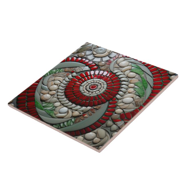 Jul Red Marble Circle Mönster Kakelplatta (Sidan)