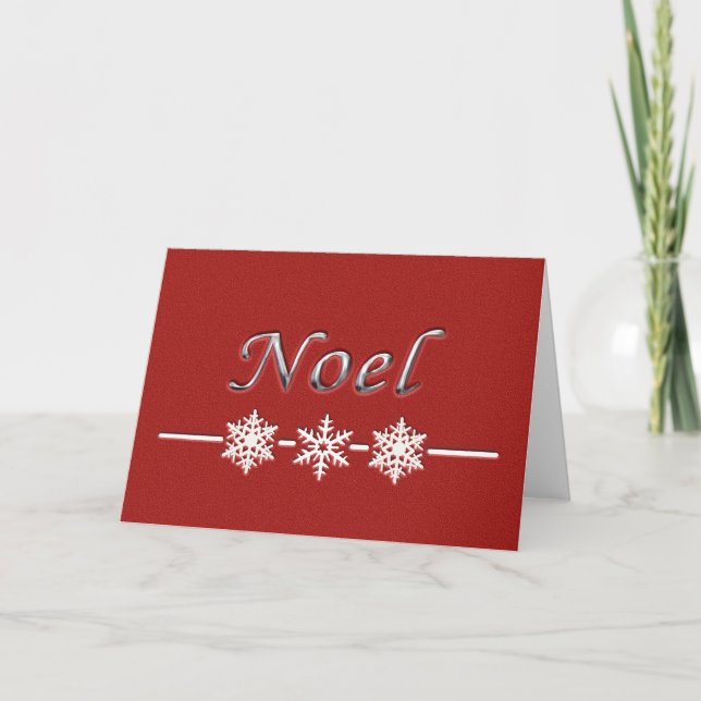 Jul Red Noel Snöflingor Helgdag Card Helgkort (Framsida)