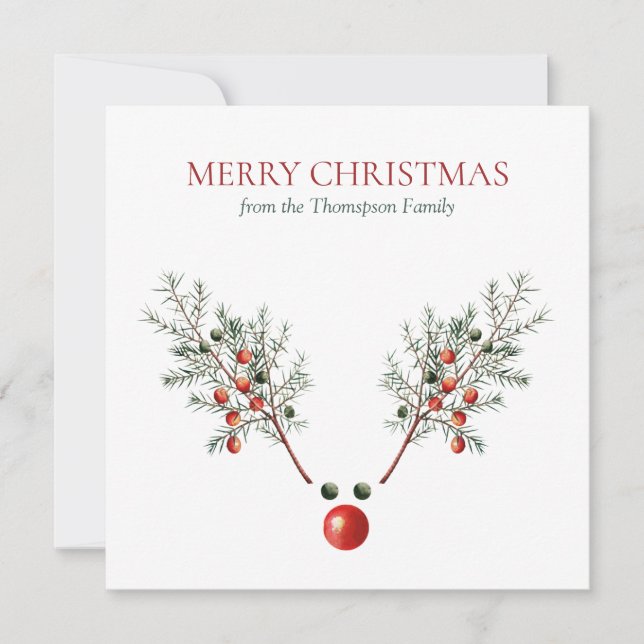 Jul Red Nposed Reindeer Gräs Berries (Framsida)