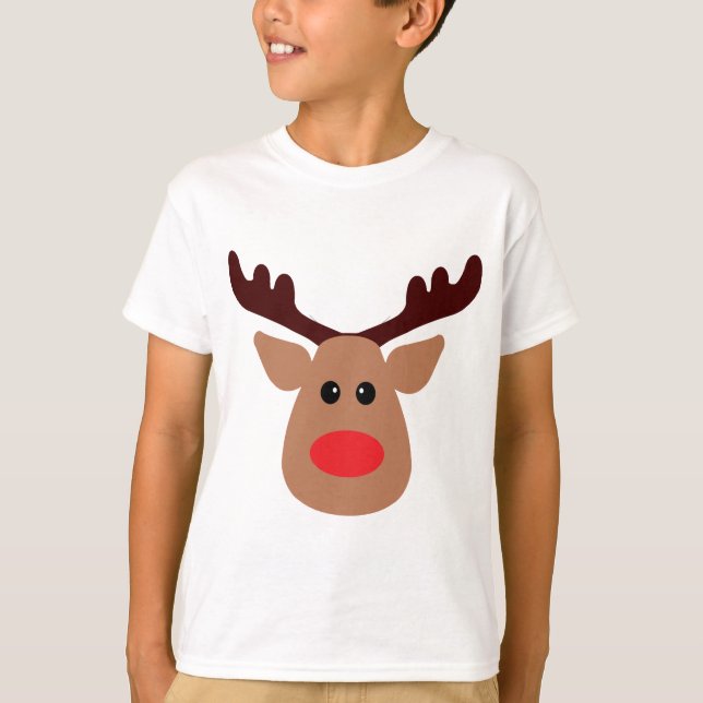 Jul Red NSES Reindeer Tee Shirt (Framsida)