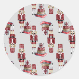 Jul Red Nutcracker Paket Watercolor Runt Klistermärke