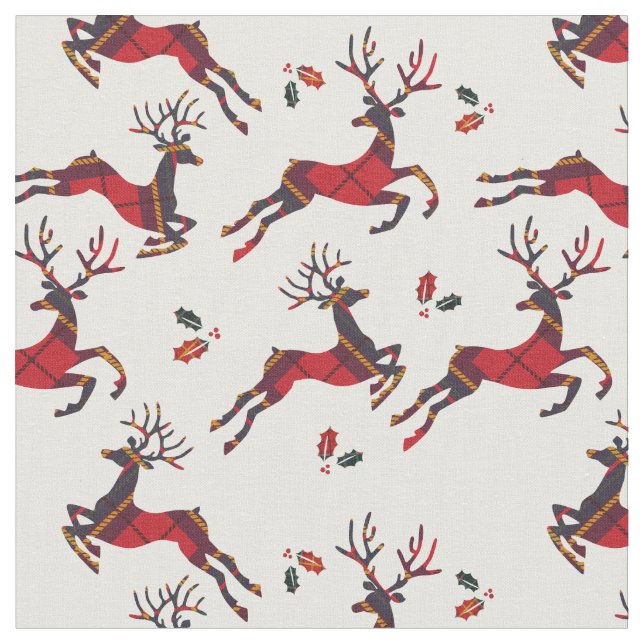 Jul Red Play Helgdag Reindeer Tyg (Närbild)