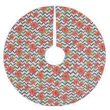 Jul Red Poinsettia Black & White Chevron