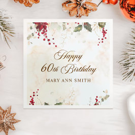 Jul Red Poinsettia Blommigt Födelsedagsfest Pappersservett