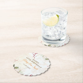 Jul Red Poinsettia Blommigt Födelsedagsfest Underlägg Papper