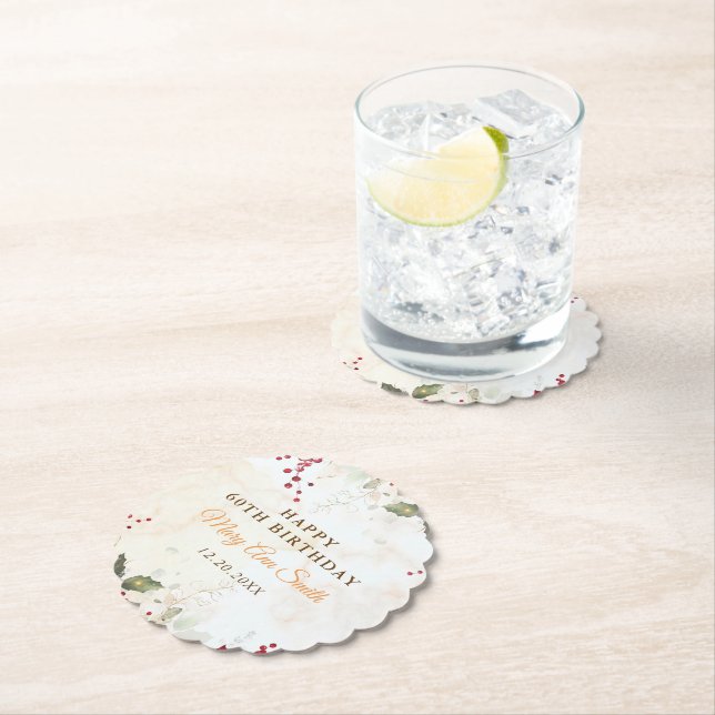 Jul Red Poinsettia Blommigt Födelsedagsfest Underlägg Papper (Insitu)