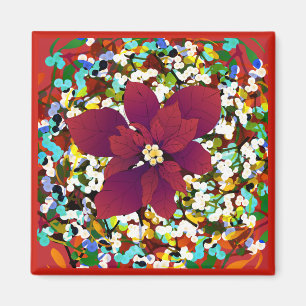 Jul Red Poinsettia Magnet
