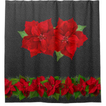 Jul Red Poinsettias med Greenery på Black
