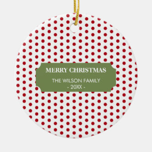 Jul Red Polka dots Family Namn-året Julgransprydnad Keramik