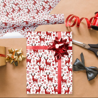 Jul Red Reindeer Snowflake Ornament Presentpapper
