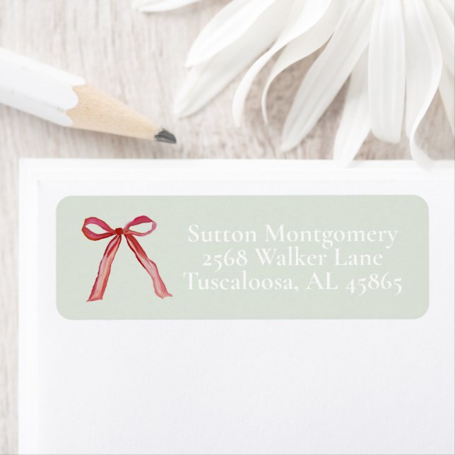Jul Red Ribbon Adress Returadress Etikett (Insitu)