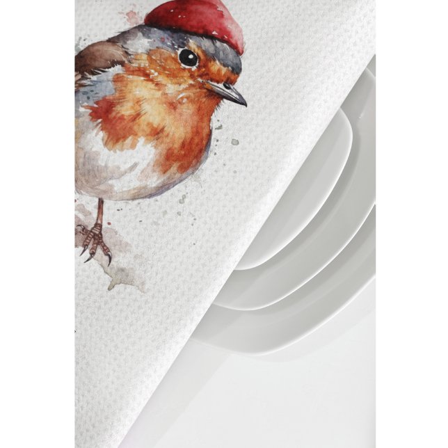 Jul Red Robin, anpassade Kökshandduk (Skapare uppladdad)