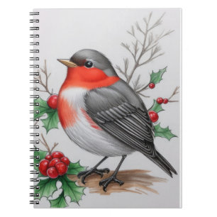 jul Red Robin Bird Anteckningsbok