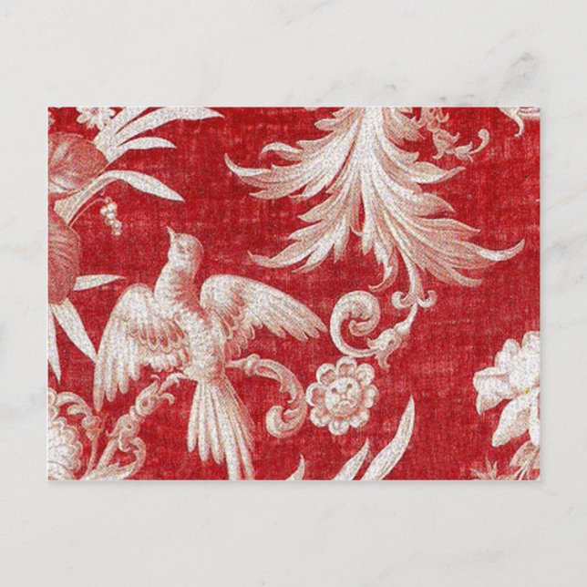 Jul Red Shabby Toile Helg Vykort (Framsida)