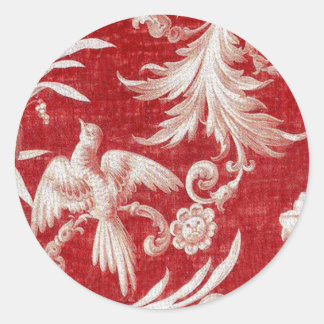 Jul Red Shabby Toile Runt Klistermärke