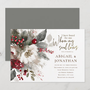 Jul Red Silver White Christian Bible Bröllop Inbjudningar