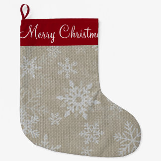 Jul Red Snowflake Stocking Stor Julstrumpa