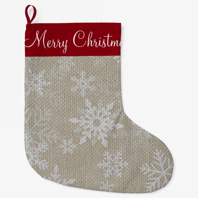 Jul Red Snowflake Stocking Stor Julstrumpa (Framsidan)