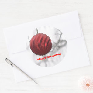 Jul Red Sparkly Swirl Ornament Runt Klistermärke