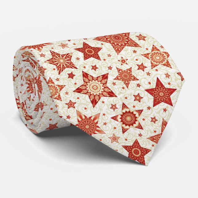 Jul Red Stars med Damask Pattern Slips (Rullad)