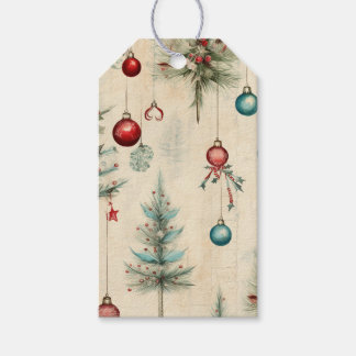 Jul Red & Teal Julgran Ornamental Presentetikett
