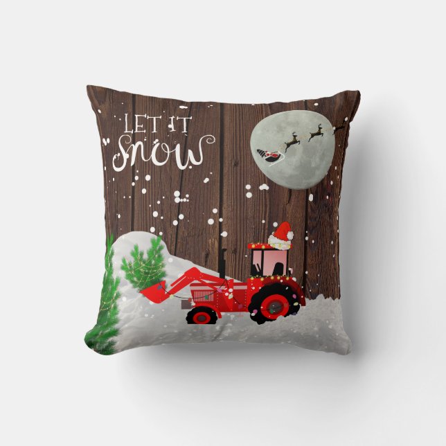 Jul RED TRACTOR Rustic Wood Decor Kudde (Framsida)