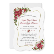 Jul Red White Poinsettia Guld Bröllop