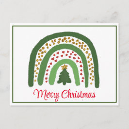 Jul regenbåge glitter röd guld grön vykort