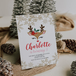 Jul Reindeer Birthday Inbjudningar