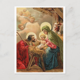 Jul, religiös, klassiskt julhälsning vykort