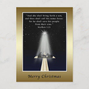 Jul, religiösa, Nativity och kor Helg Vykort