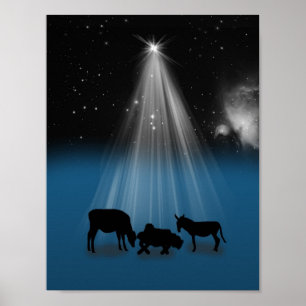 Jul religiösa, Nativity, stjärnor, tryck