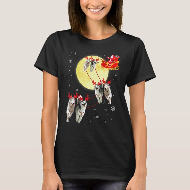 Jul Ren Husky Hund Släd Jul T Shirt (Framsida)
