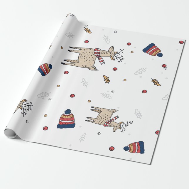 Jul Renhättar Mönster Presentpapper (Utrullad)