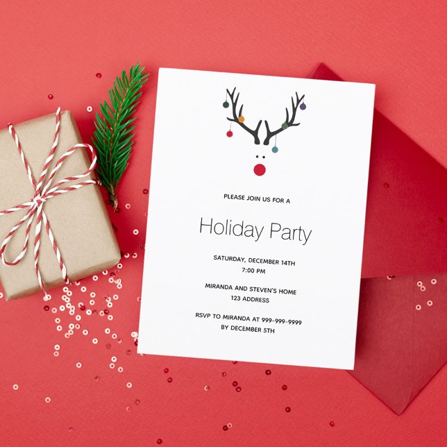 Jul-renininbjudan till party helgdag vykort (Skapare uppladdad)