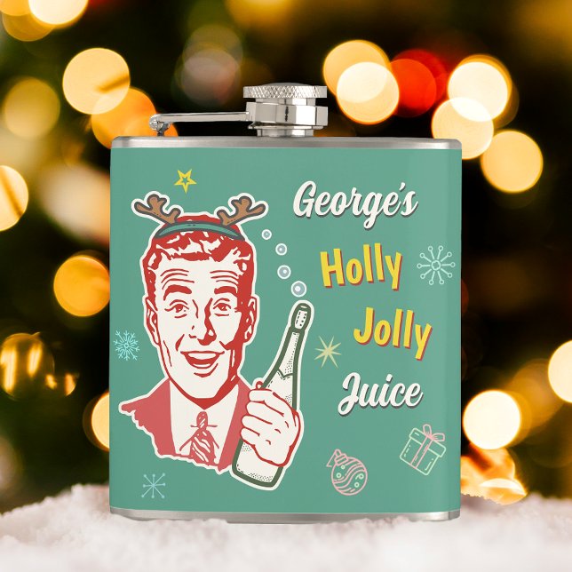 Jul Retro 50s Holly Jolly Juice Funny Anpassningsb Fickplunta (Skapare uppladdad)