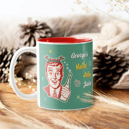 Jul Retro 50s Holly Jolly Juice Funny Anpassningsb Två-Tonad Mugg